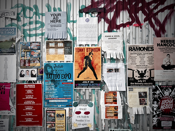 advertising posters on a wall