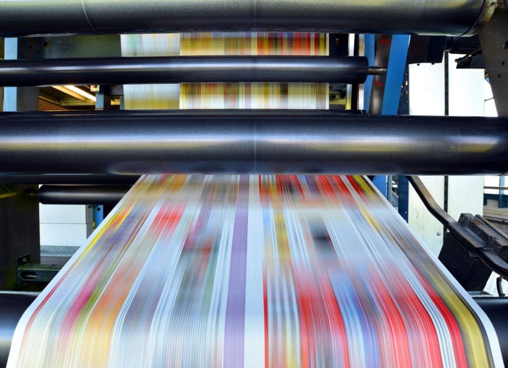 a colorful printing in a printer