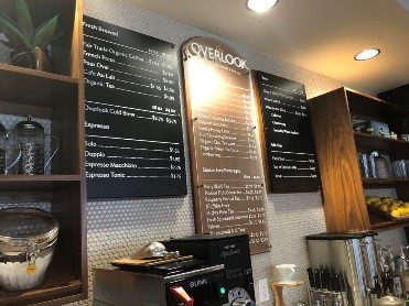 Menu in restaurant