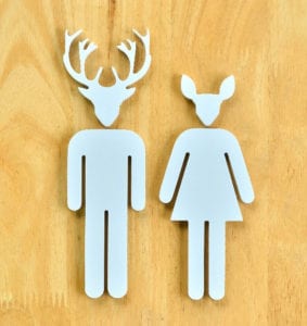 bathroom deer sign