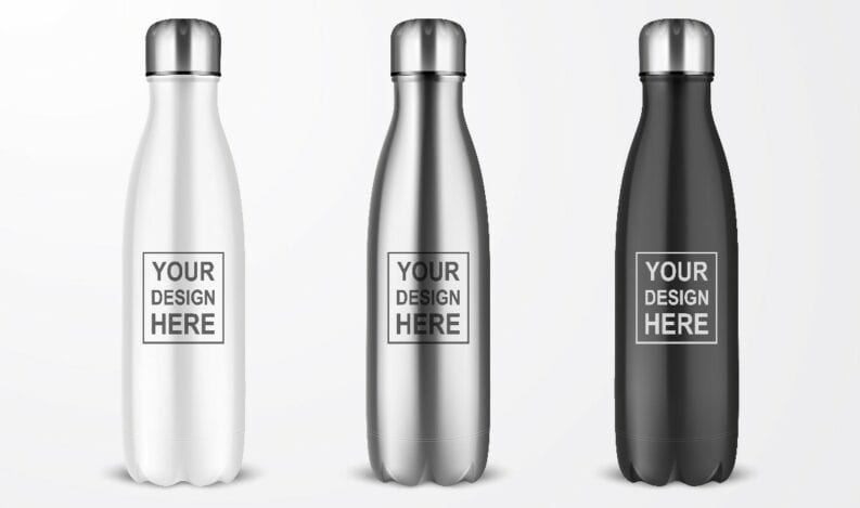 Promotional water bottles ready for customization
