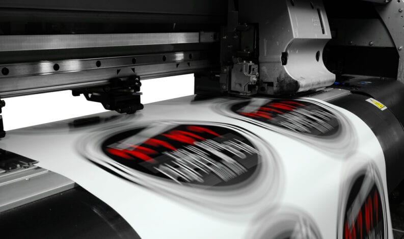 a large format inkjet printer working