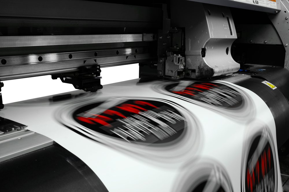 a large format inkjet printer working
