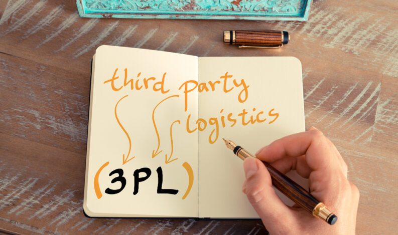 A notebook with the words ‘third-party logistics’ written in it.