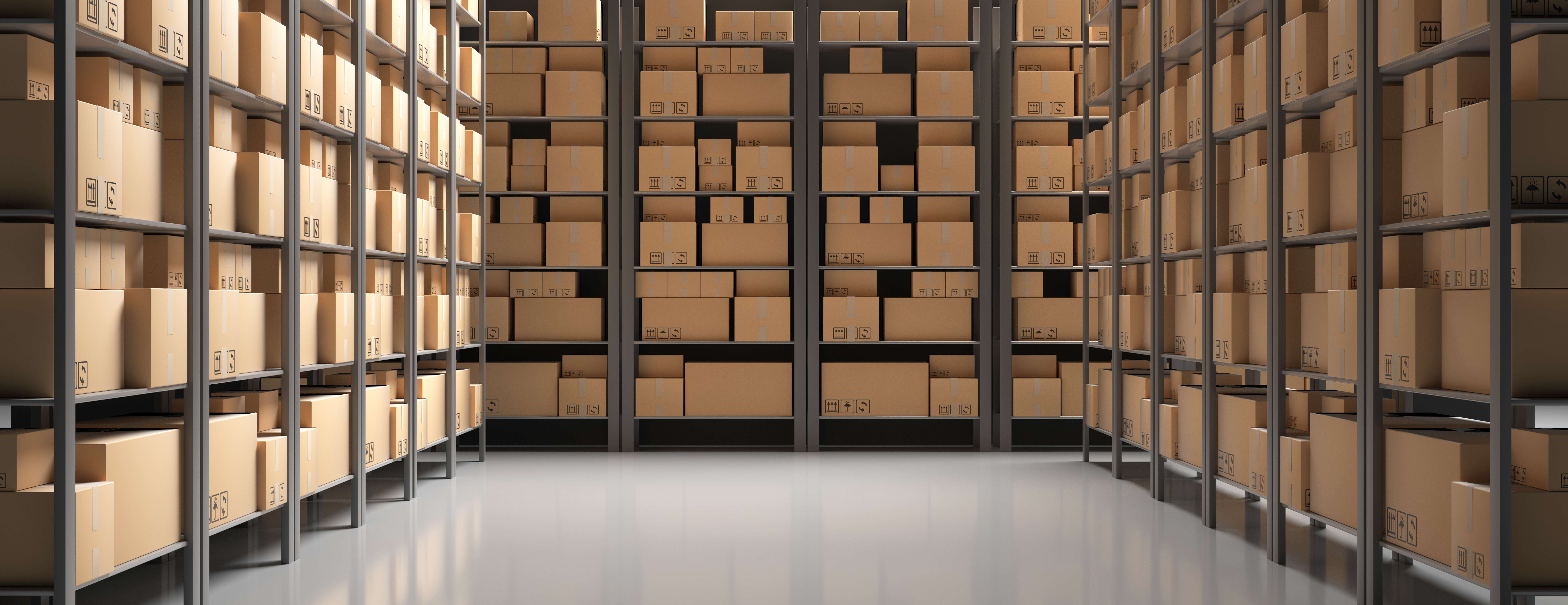 boxes stacked in a warehouse