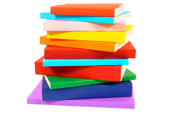 A photo of books in assorted sizes and colors